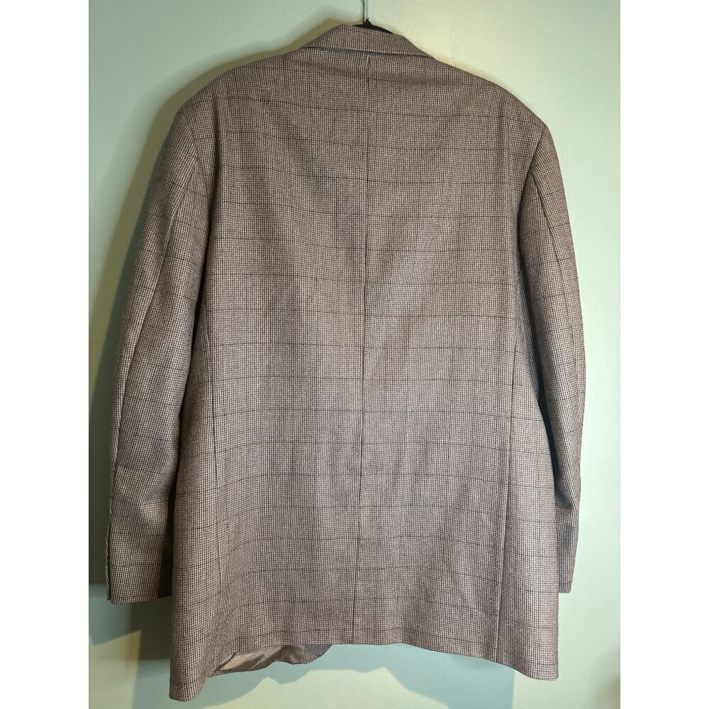 Oscar de la Renta Mens Large Brown Plaid Lambswool Cashmere Sport Coat Old Money - Picture 8 of 8